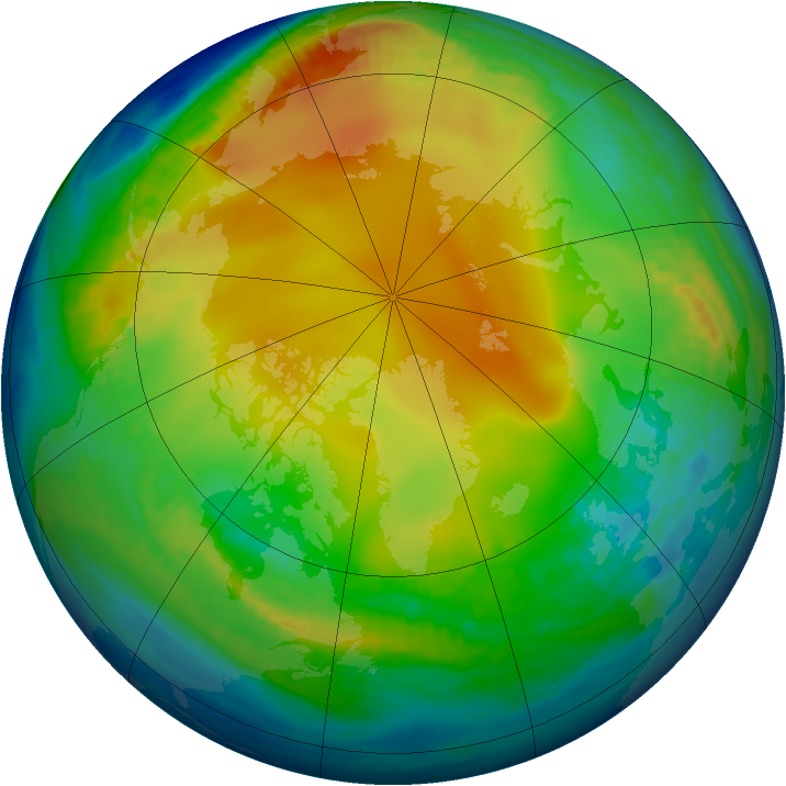 Arctic ozone map for 13 December 1987